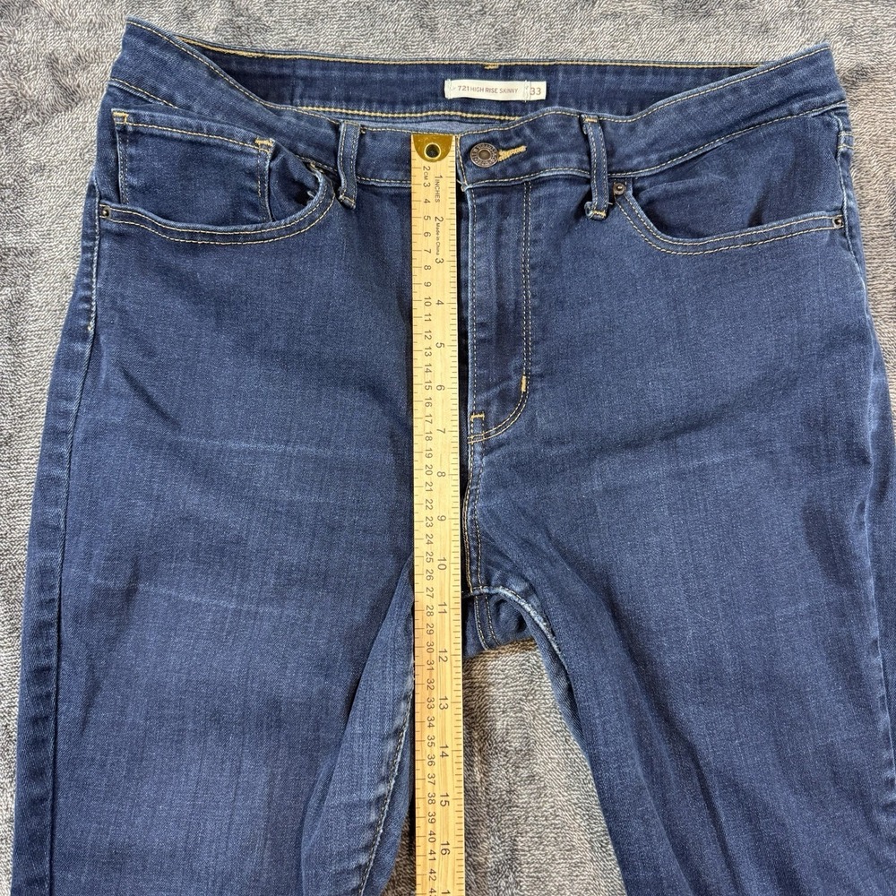 LEVI'S Womens 721 High Rise Skinny Jeans Size 33 Blue - Picture 3 of 13